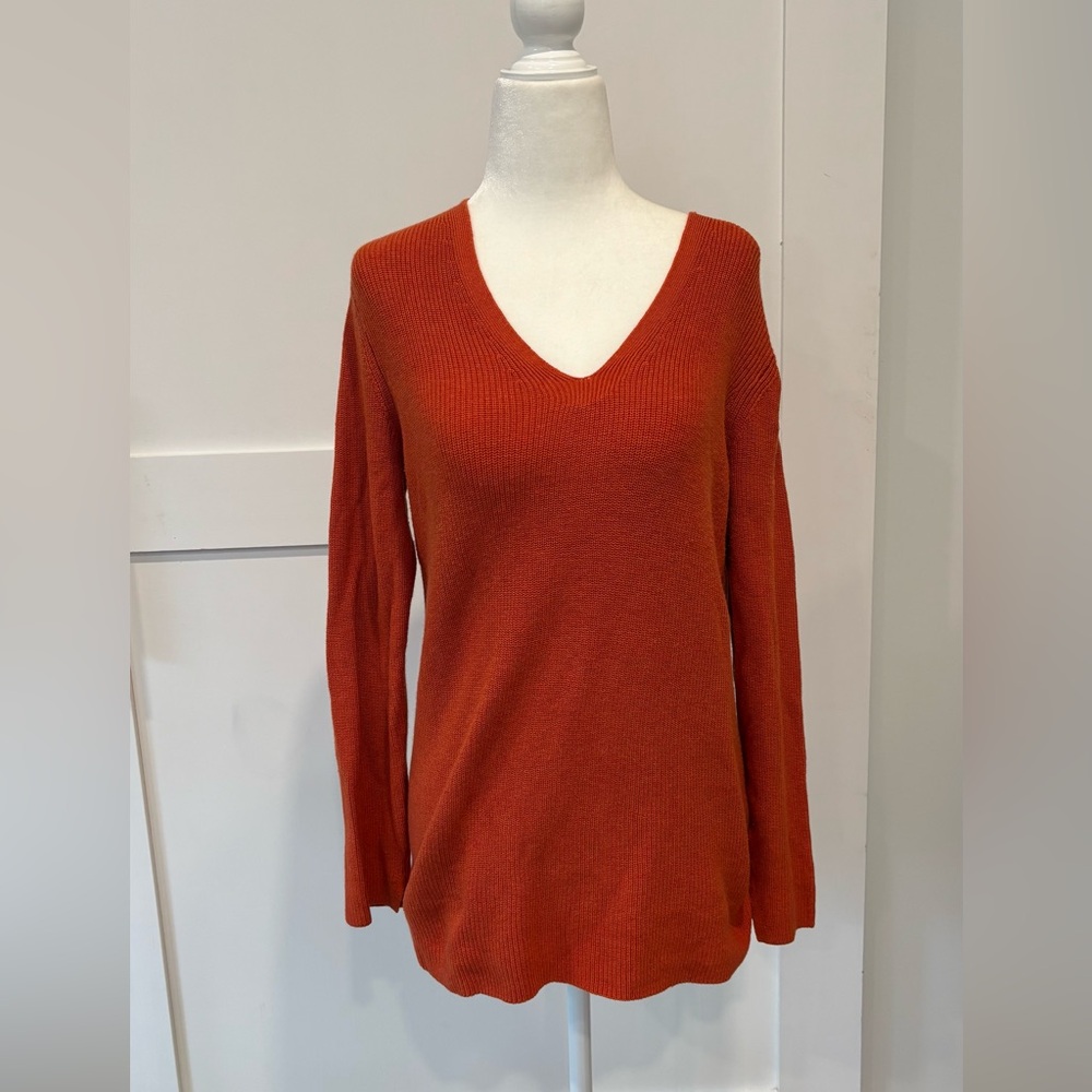 J. Jill Small V-Neck Orange Sweater